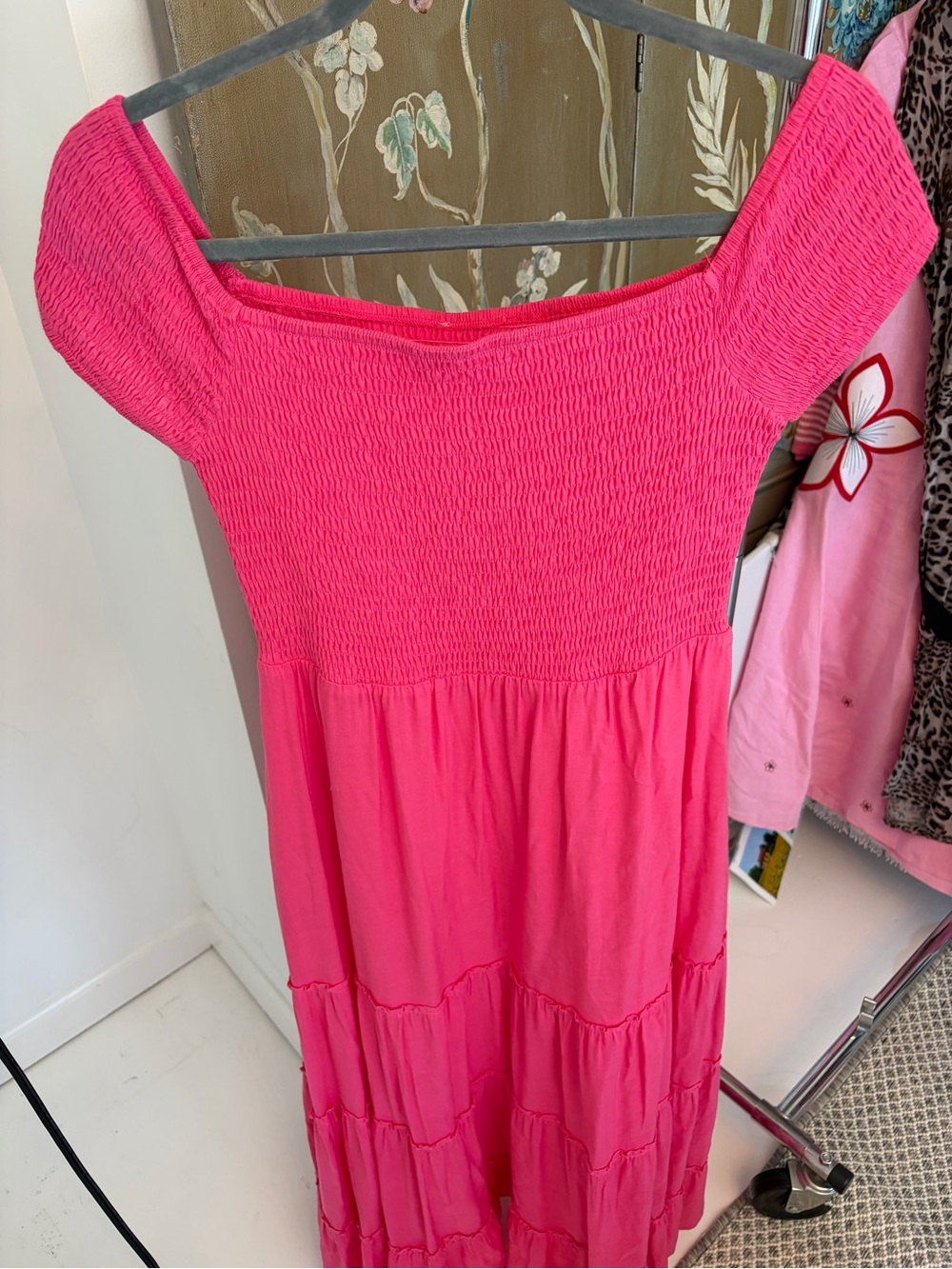 Women's Tiered Pink Maxi Dress